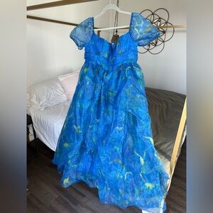 LORAGAL STARLIGHT PUFF SLEEVE TIERED GOWN XL Blue Fairy CottageCore Coquette